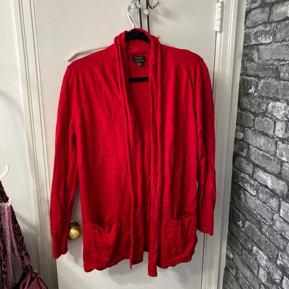 Talbots Beautiful pure merino wool red cardigan with pockets size Xl - Picture 2 of 6